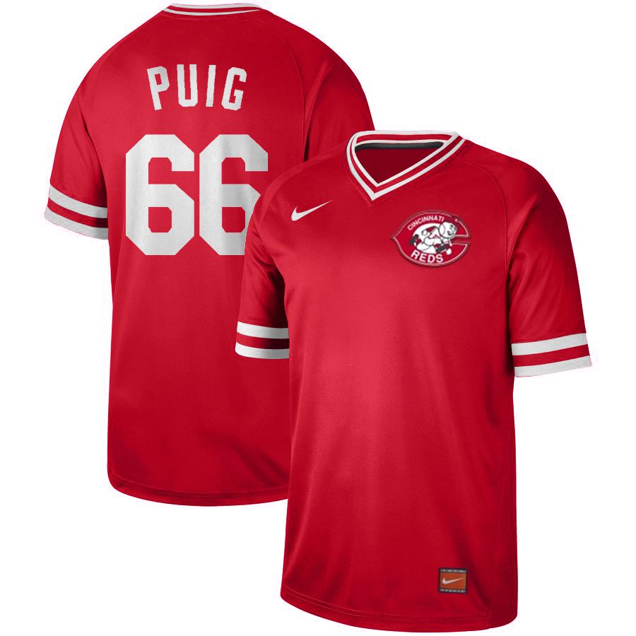 Men Cincinnati reds #66 Puig Red Nike Cooperstown Collection Legend V-Neck MLB Jersey->cincinnati reds->MLB Jersey